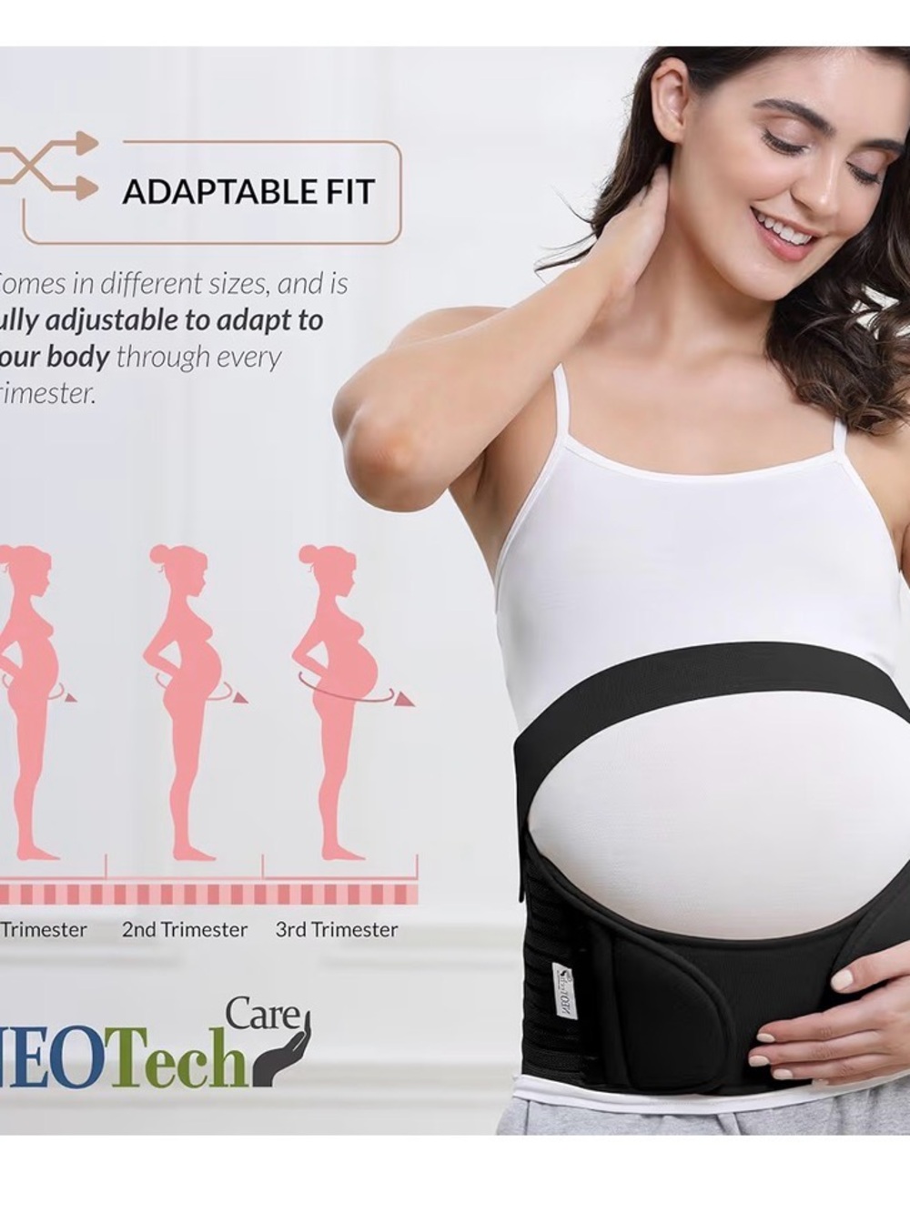 Black Maternity Belly Support Belt - Adjustable Pregnancy Band